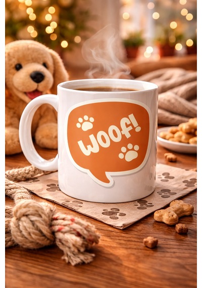 Hemengo Woof Köpek Temalı Porselen Kupa Model 54 Sevimli Patili Tasarım, Kahve & Çay Kupası, Hayvanseverlere Diğer