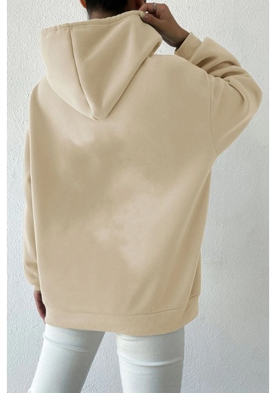Uyguntarz Unisex Montana Baskılı Sweatshirt Bej