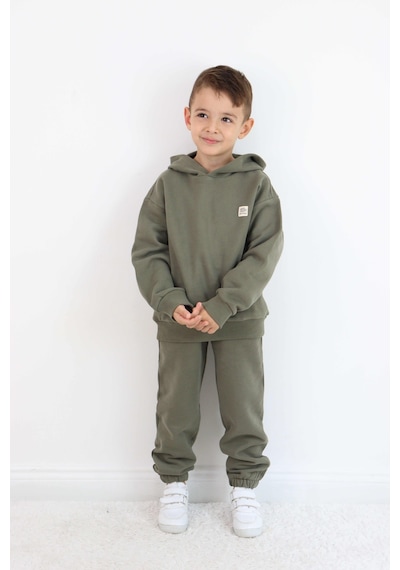 Miababy Unisex Kapşonlu Eşofman Takımı Haki