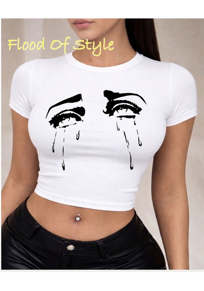 Flood Of Style Beyaz Babby Tee Ağlayan Gözler Özel Tasarım
