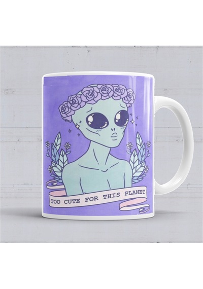 Cute Alien Uzaylı Kupa Bardak Porselen No36509 Karışık