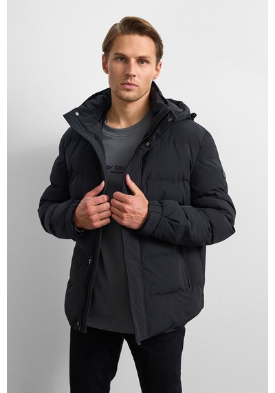 Back And Bond Siyah Relaxed Fit Puffer Jacket Çok Renkli