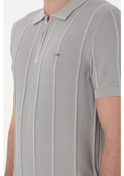 U.S. Polo Assn. Erkek Slim Fit Polo Yaka Açık Gri Tişört 50306457-VR001