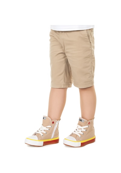 Kiko Kids Tinna Bağcıklı Erkek Bebek Boğazlı Keten Spor Ayakkabı Bej