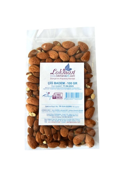 Doğal Çiğ Tatlı Badem 100 Gr Paket