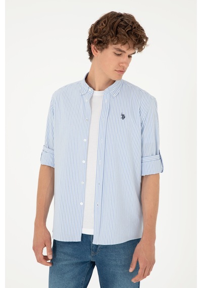 U.S. Polo Assn. Erkek Mavi Çizgili Gömlek 50288675-VR036 U.S. Polo Assn. Erkek Mavi Çizgili Gömlek 50288675-VR036