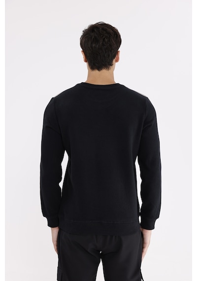 Rowinger Selanik Doku Yumuşak Tutuşlu Rahat Kalıp Yuvarlak Yaka Esnek Manşetli Sweatshirt Black