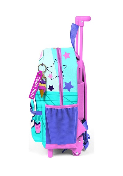 Minik Yuva Çekçekli Sırt Çantası Turkuaz Pembe Dondurmalı Kedi Desenli İki Bölmeli 24051