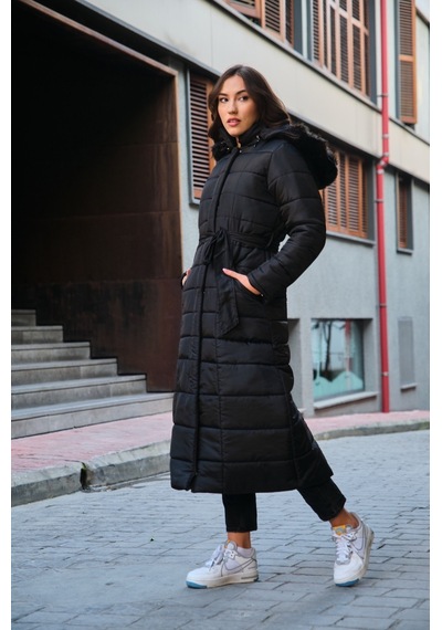 Toridas Günlük Kışlık Tam Boy Şişme Kadın Mont Bt180siyah4 001