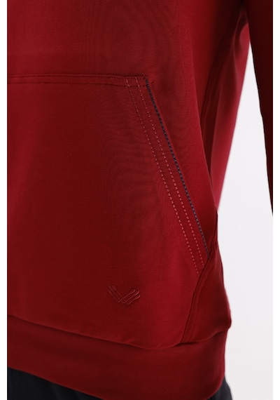 Rowinger Kanguru Cepli Ayarlanabilir Kordonlu Ribana Manşetli Rahat Kesim Kapüşonlu Sweatshirt Burgundy