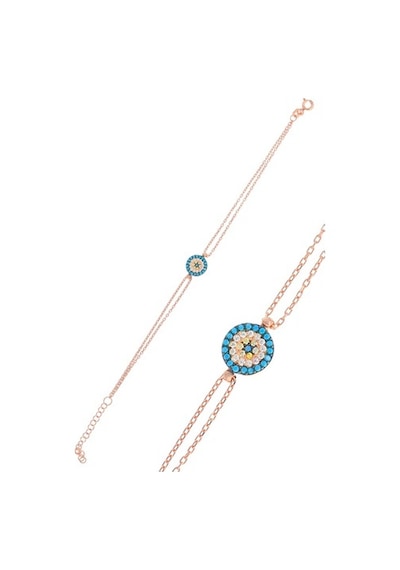 Nazar Boncuğu Tasarım Zirkon Taşlı Roslu Dörtlü Set (S) (505611373)
