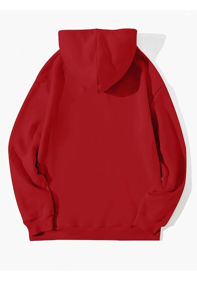 Startmore Kırmızı Unisex Erkek/kadın Bb Renkli Özel Baskılı Oversize Kapüşonlu