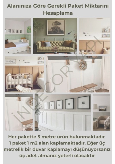 Birdeco Home İskandinav Duvar Çıtası 100cm X 7,5 Cm 5 Adet - 8mm Duvar Çıtası, Duvar Dekorasyonu Ekru Model:xa273