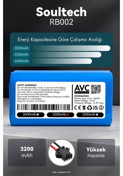 Soultech Rb002 3200mah Robot Süpürge Bataryası M.ö