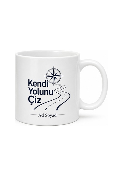 Kendi Yolunu Çiz Yazılı Baskılı Kupa Bardak Motivasyon Hediye Beyaz / Çok Renkli