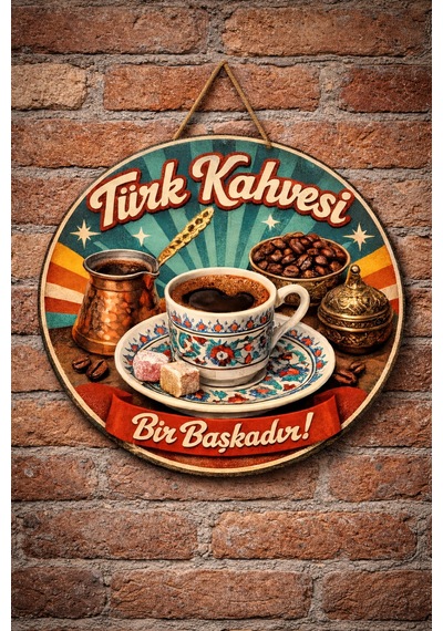 Mayeka Cafe Restoran İçin Türk Kahvesi Retro Kahve Duvar Kapı Tablo Süsü Ahşap Askılı Pano Tabela No 12