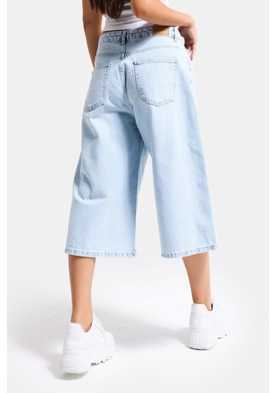 it's basic Kadın Ice 4s6-3 Süper Baggy Fit Maxi Boy Bermuda Denim Şort Ice Rengi