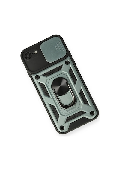 Apple iPhone  Uyumlu- 7 Kılıf Pars Lens Yüzüklü Silikon - Yeşil
