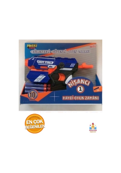 Mavi Hot Fire Nişancı Oyuncak Tabanca - Sünger Mermi Atma