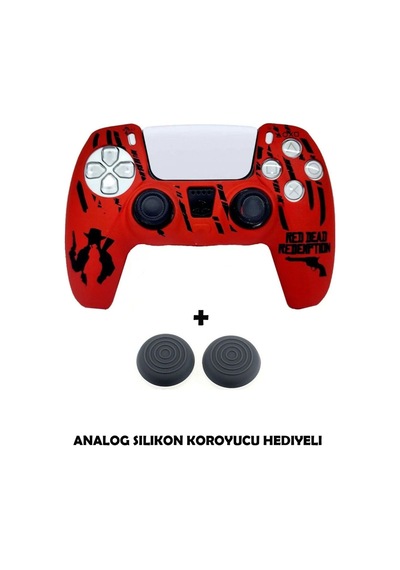 Ps5 Dualsense Red Dead Redemption Desenli Koruyucu Silikon Kılıf + Analog Silikon Koruyucu Rdr Model-4