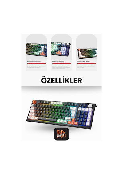 Strike Plus Mekanik Red Switch Klavye Hot Swap Anti Ghosting Türkçe Örgü Kablo Oyuncu Klavyesi Siyah