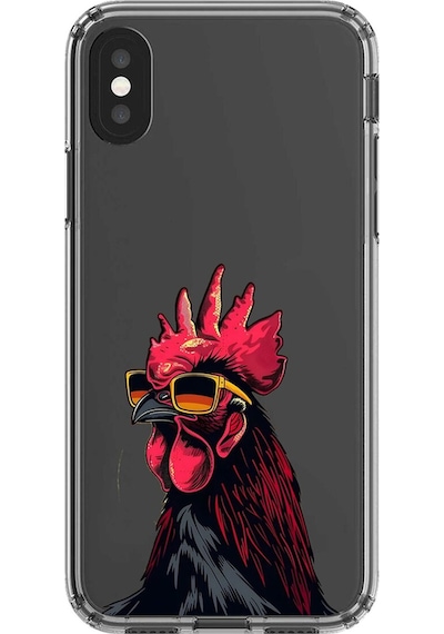 Apple Uyumlu iPhone X Şeffaf Kılıf Cool Horoz Tasarımlı
