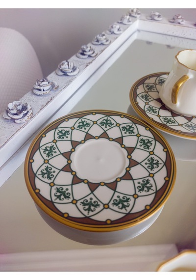 Bukle New Bone China Gold 6 Kişilik Kahve Fincan Takımı 80 Ml Beyaz