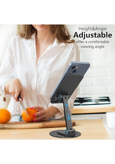Ayarlanabilir Masaüstü Telefon Ve Tablet Standı Kaymaz Silikon Destekli, Yükseklik Ve Açı Ayarlı, Katlanabili