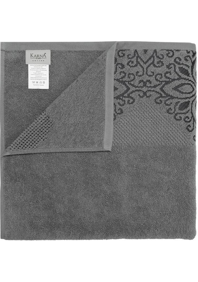 Pamuk Tekli Havlu Jakarlı Karna Home Klover - 70 X 140 Gri