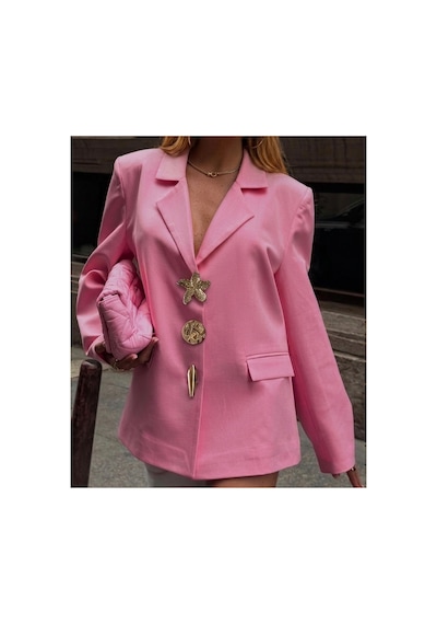 Gösterişli Gold Metal 3 Lü Blazer Ceket Seti Extra Büyük Boy