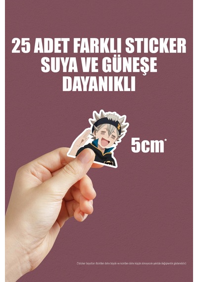 Black Clover Kara Yonca Anime Telefon Laptop Bullet Journal Sticker Paketi 25 Adet Çok Renkli