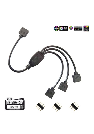 Ropcomp Pc Kasa Ve Led Aydınlatma İçin 3 Çıkışlı 4-pin Rgb Splitter 30 CM