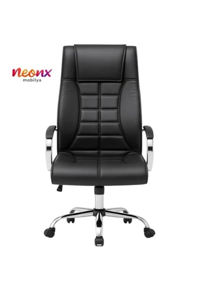 Neonx Work Makam Koltuğu Derili Ofis Makam Koltuğu Yönetici Koltuğu Siyah