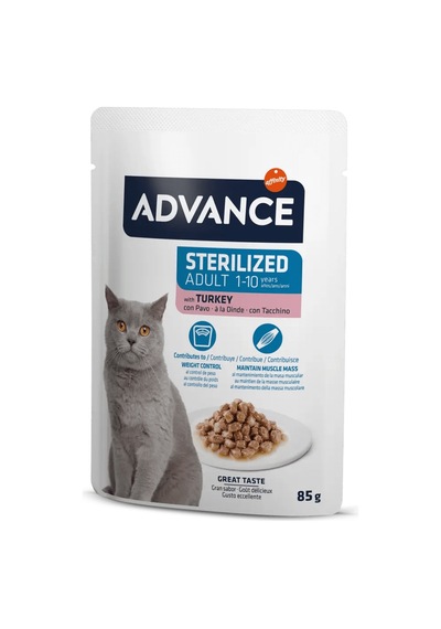 Advance - 245 - Cat Sterılızed Turkey Wet - Spt-gld - Pouch 12x85gr