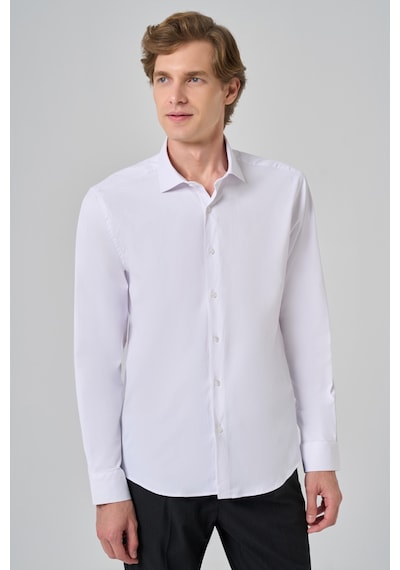 Morven Erkek Beyaz Basic Düz Desen İtalyan Yaka Slim Fit Gömlek 26mc004002600 Beyaz