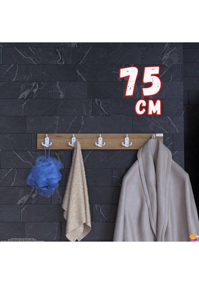 Modilayn Arı 9 Kancalı Banyo Askısı 3'lü Set 36,4x9,6cm Şık Tasarım Ekstra Düzen Ve Yer Tasarrufu Safir Meşe