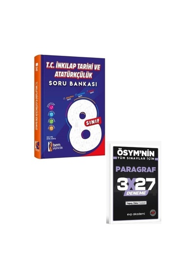 2027 İsem 2027 8. Sınıf T.c. İnkılap Tarihi Ve Atatürkçülük Soru Bankası+ Evp Akademi Paragraf