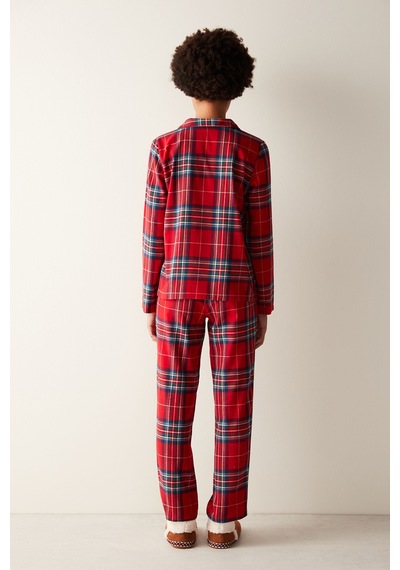 Penti Fam Kırmızı Kareli Gömlek Pantolon Pijama Takımı Kırmızı