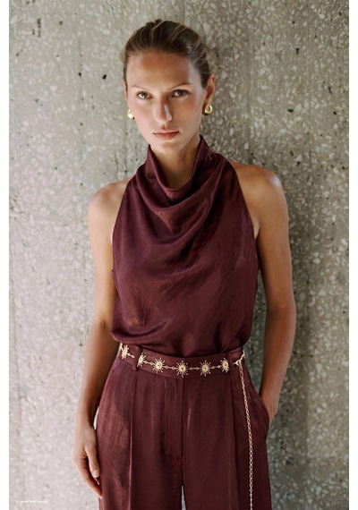 Sateen Aura Bluz Bordo
