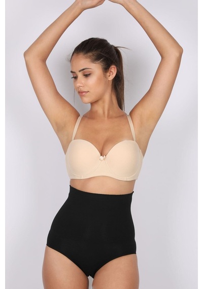 Kadın Siyah Lazer Kesim Yüksek Bel Slip Korse4004 Siyah