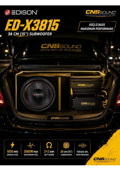 Edison Ed-x3815 38 Cm 1000 Rms 3000w 2+2 Ohm Oto Bass Subwoofer