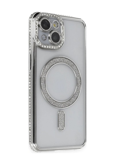 Mey İthalat iPhone Uyumlu 13 Kılıf Joke Simli Magneticsafe Kılıf - Gümüş Gumus