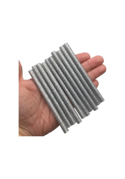 Mühür Mumu Simli Çubuk Sıcak Tutkal 7mm x 10cm 12 li Gümüş Renk