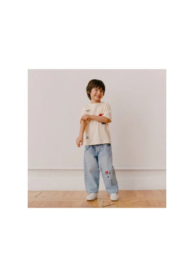 Poala Kids Kalp Baskılı Jeans Mavi