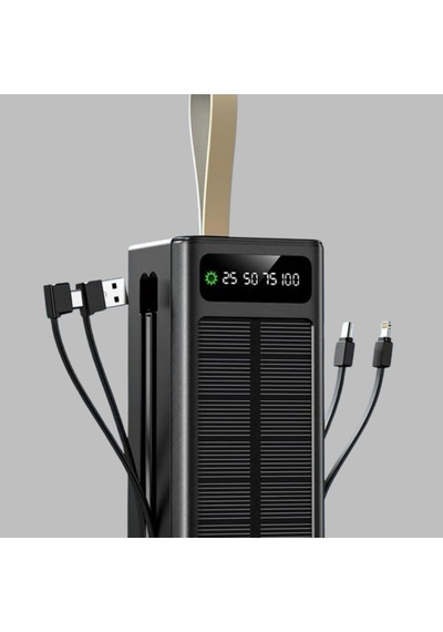 Solar Panelli Powerbank Led Aydınlatmalı Ve Dijital Göstergeli Taşınabilir Şarj Cihazı Renkli