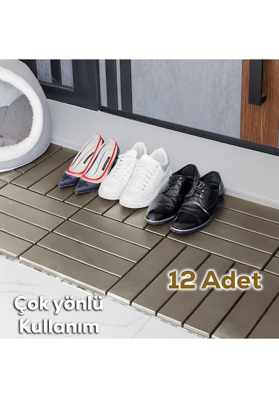 Porsima 1177 12 Lü Bahçe Balkon Teras Zemin Döşemesi Karosu Latte