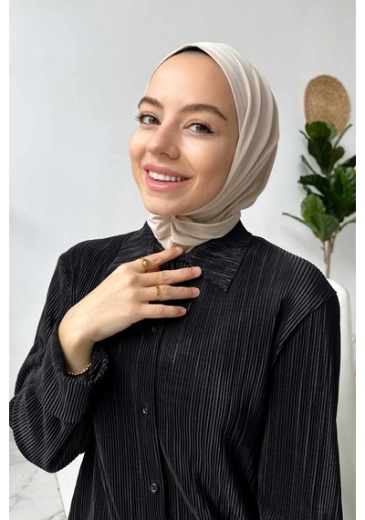 Kahijab Çıtçıtlı Bone - Bej - Standart Bej