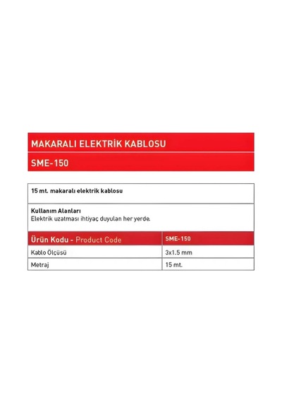 Sappower Makaralı Elektirik Kablosu 3x1.5 15 Metre