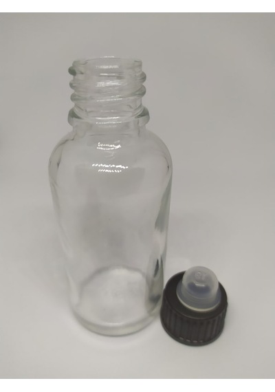 30Ml Cam Şeffaf Şişe Düz Kapak Kör Tıpalı (10 Adet)