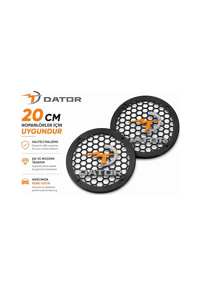 Dator 20cm Hoparlör Kapağı - Dator Logolu Kaliteli Plastik Midrange Hoparlör Kapak 20 Cm - 2 Adet